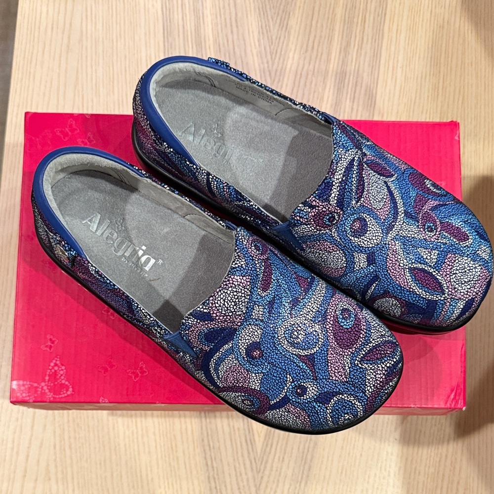 Alegria Vibrant Blue and Purple Slip-Ons